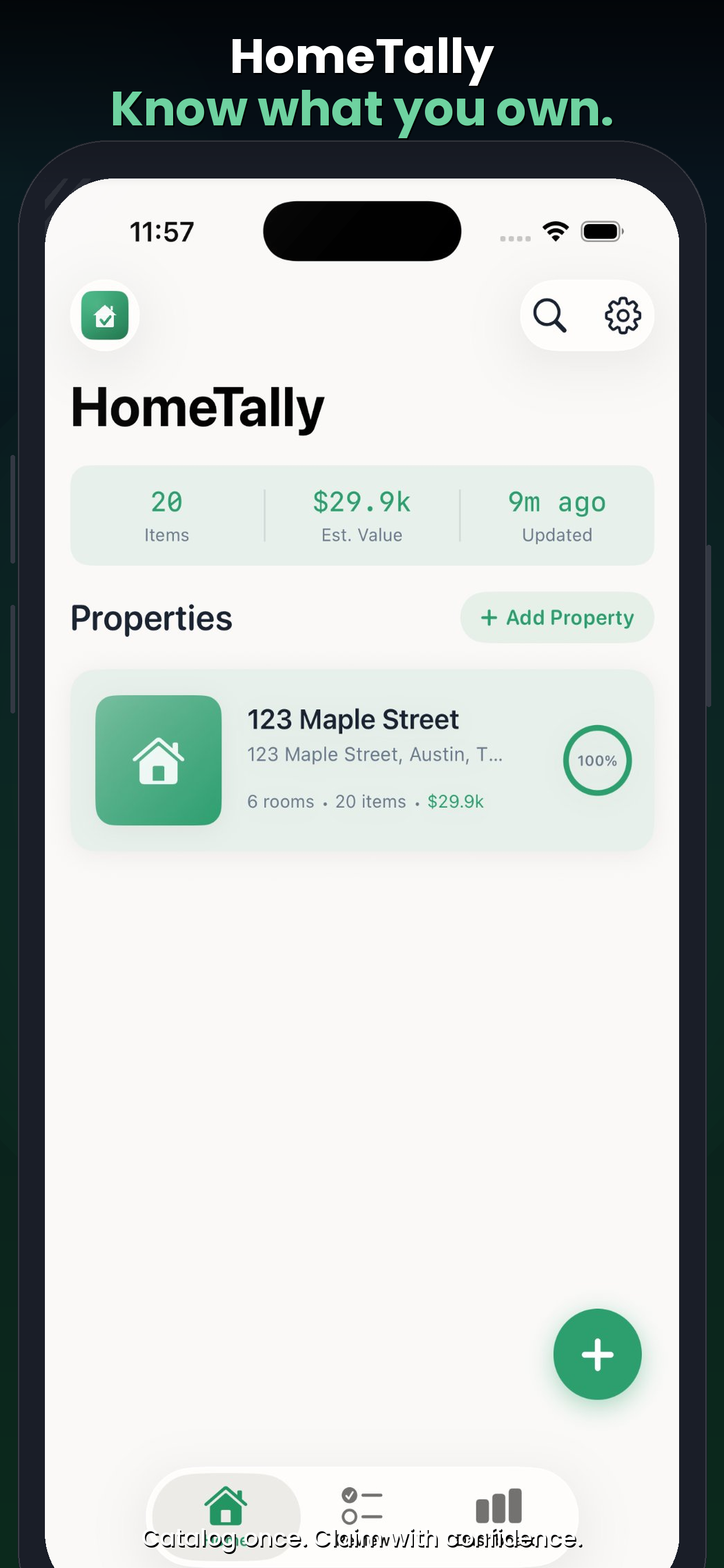 HomeTally home screen — Know what you own